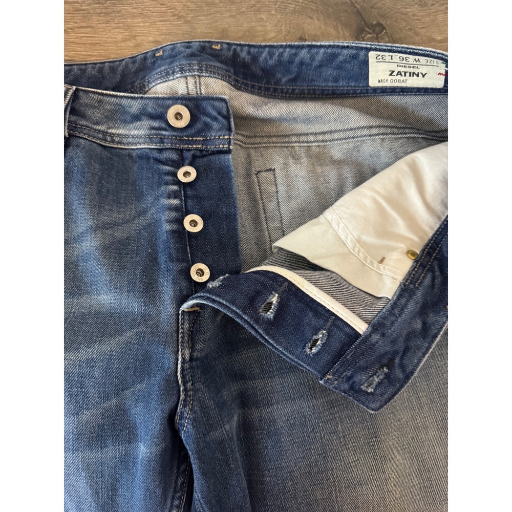 Diesel Zatiny 008AT Mens Bootcut Jeans Blue Wash 36x32 Made in Italy Button Fly - Picture 6 of 10